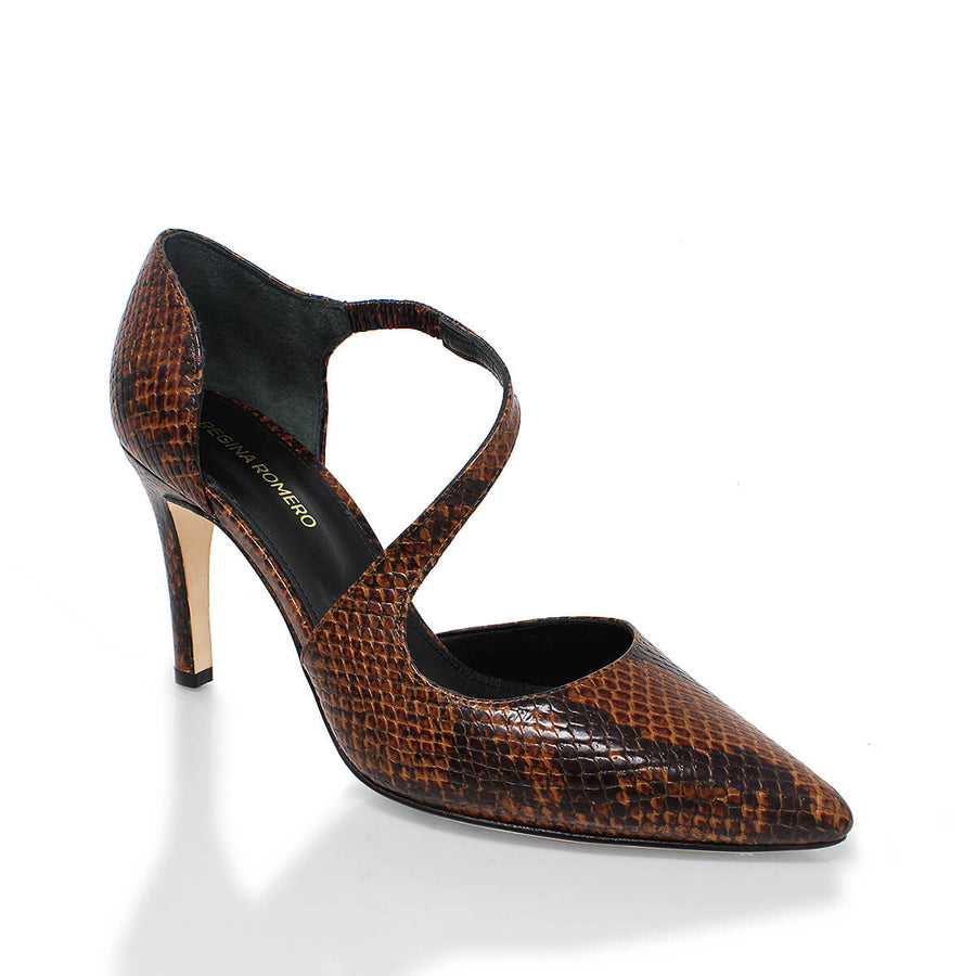 ANTHEA 85 - Miel Regina Romero Zapato Zapatilla Tacon Alto Para Dama en Piel