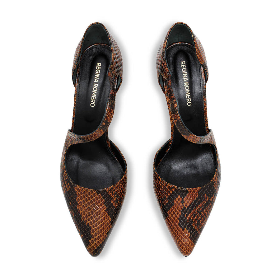 ANTHEA 85 - Miel Regina Romero Zapato Zapatilla Tacon Alto Para Dama en Piel
