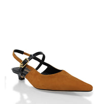 VANINA 30 - Tan y Negro Regina Romero Zapato Zapatilla Tacon Bajo Para Dama en Piel