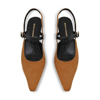 VANINA 30 - Tan y Negro Regina Romero Zapato Zapatilla Tacon Bajo Para Dama en Piel