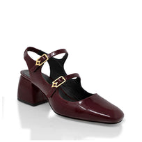 ALESSIA 50 - Charol Vino Regina Romero Zapato Zapatilla Tacon Bajo Para Dama en Piel
