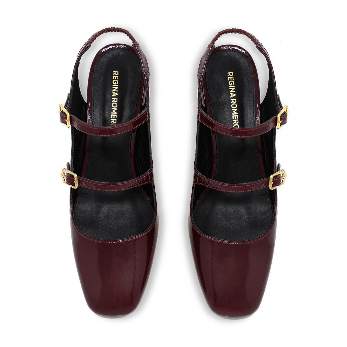 ALESSIA 50 - Charol Vino Regina Romero Zapato Zapatilla Tacon Bajo Para Dama en Piel