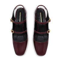 ALESSIA 50 - Charol Vino Regina Romero Zapato Zapatilla Tacon Bajo Para Dama en Piel