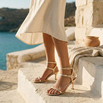 ANN MARIE 60 - Champagne Regina Romero Zapato Sandalia Zapatilla Tacon Bajo Para Dama en Piel