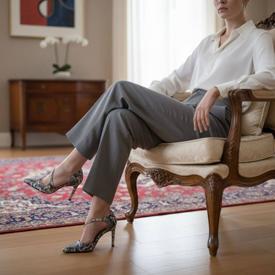 ANTHEA 85 - Beige Regina Romero Zapato Zapatilla Tacon Alto Para Dama en Piel
