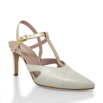 AVA 85 - Latte y Champagne Regina Romero Zapato Zapatilla Tacon Alto Para Dama en Piel