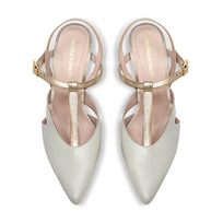 AVA 85 - Latte y Champagne Regina Romero Zapato Zapatilla Tacon Alto Para Dama en Piel
