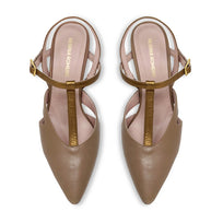 AVA 75 - Capuccino y Bronce Regina Romero Zapato Zapatilla Tacon Alto Para Dama en Piel