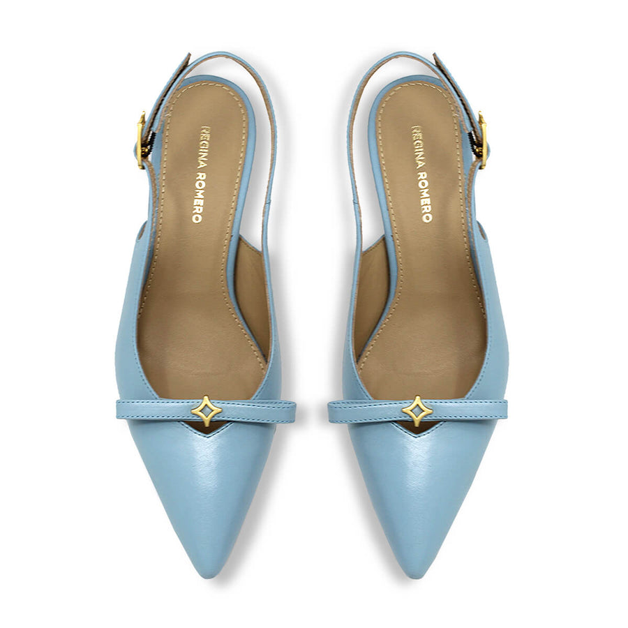 ELANI 60 - Azul Claro Regina Romero  Zapato Zapatilla Tacon Bajo Para Dama en Piel