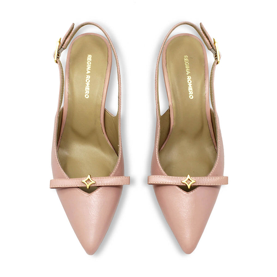 ELANI 60 - Rosa Antiguo Regina Romero  Zapato Zapatilla Tacon Bajo Para Dama en Piel