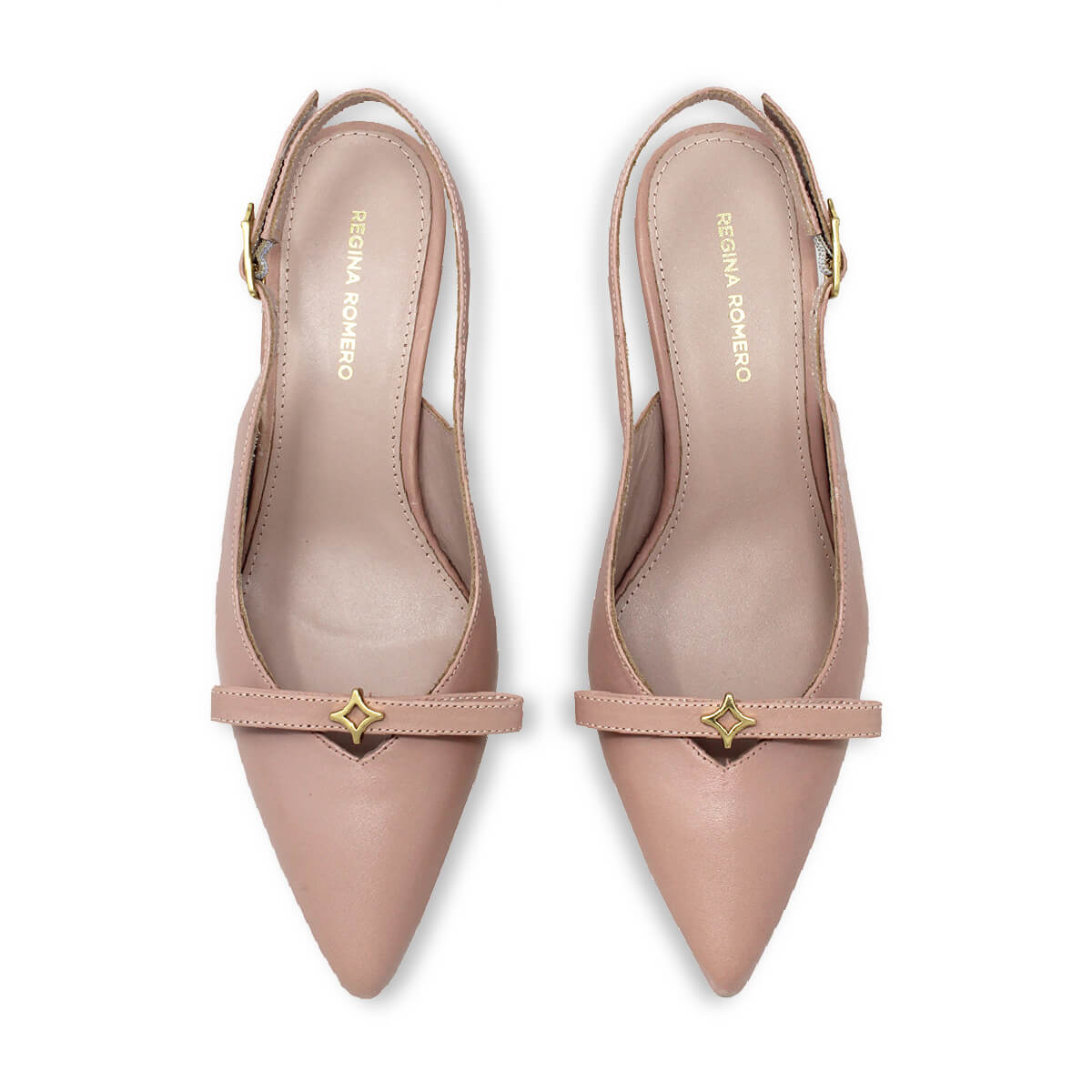 ELANI 60 - Rosa Antiguo Regina Romero  Zapato Zapatilla Tacon Bajo Para Dama en Piel