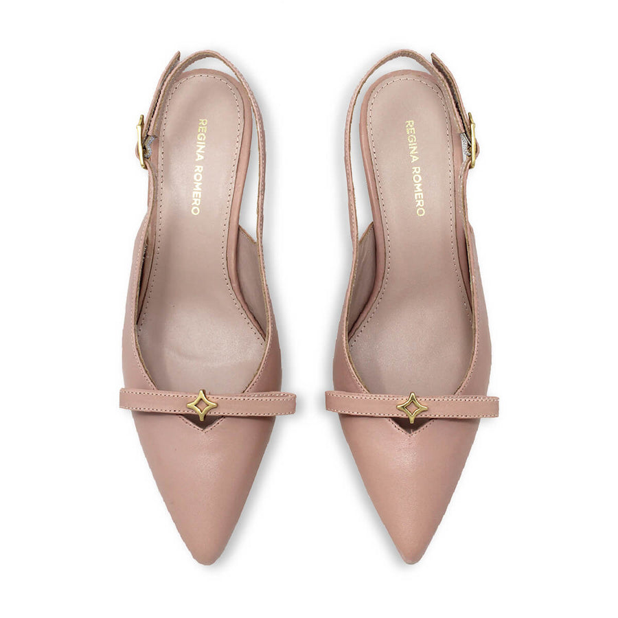 ELANI 60 - Rosa Antiguo Regina Romero  Zapato Zapatilla Tacon Bajo Para Dama en Piel