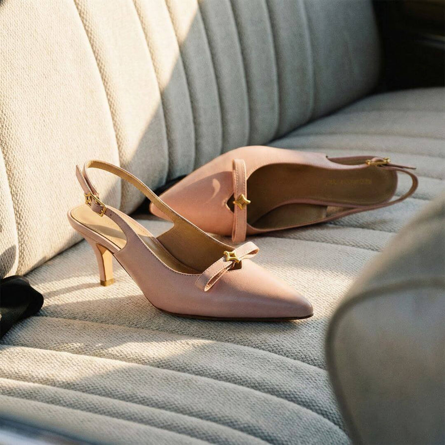 ELANI 60 - Rosa Antiguo Regina Romero  Zapato Zapatilla Tacon Bajo Para Dama en Piel