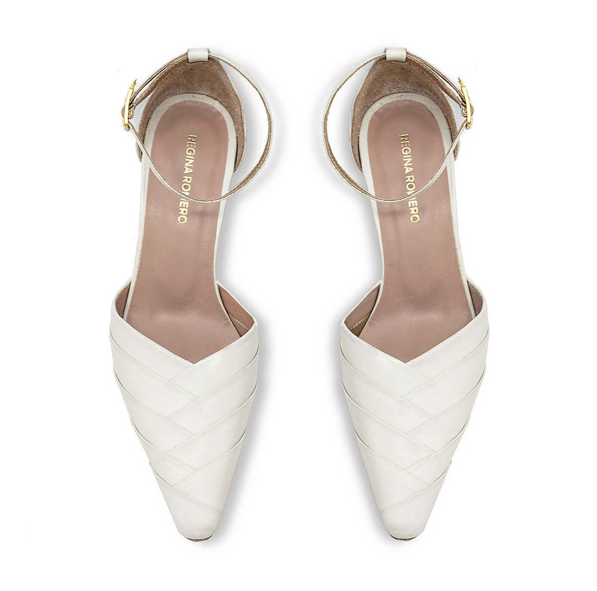 Zapatillas Grace 60 Regina Romero en piel color latte, tacon medio