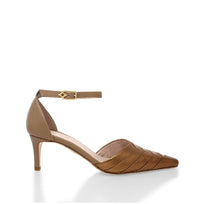 Zapatillas Grace 60 Regina Romero en piel color capuccino y bronce, tacon medio