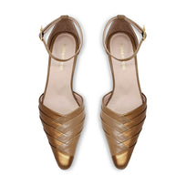 Zapatillas Grace 60 Regina Romero en piel color capuccino y bronce, tacon medio