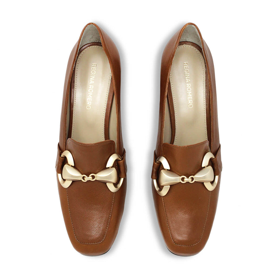GRETA 40 - Miel Regina Romero Low Heel Sneaker Shoe for Women in Leather