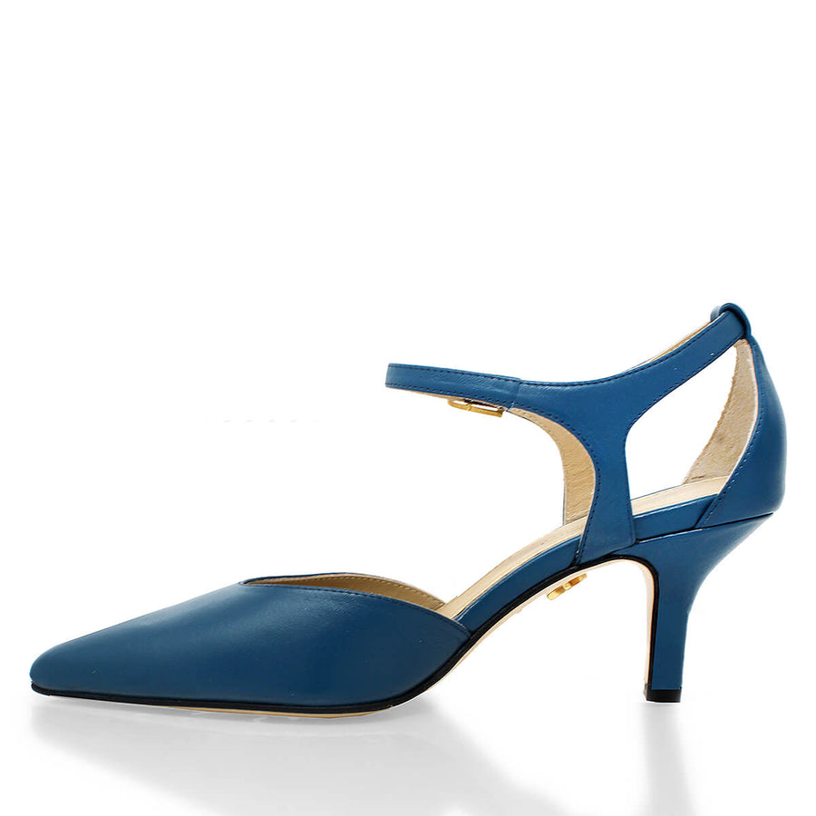 ILYANA 60 - Azul Plumbago Regina Romero  Zapato Zapatilla Tacon Bajo Para Dama en Piel