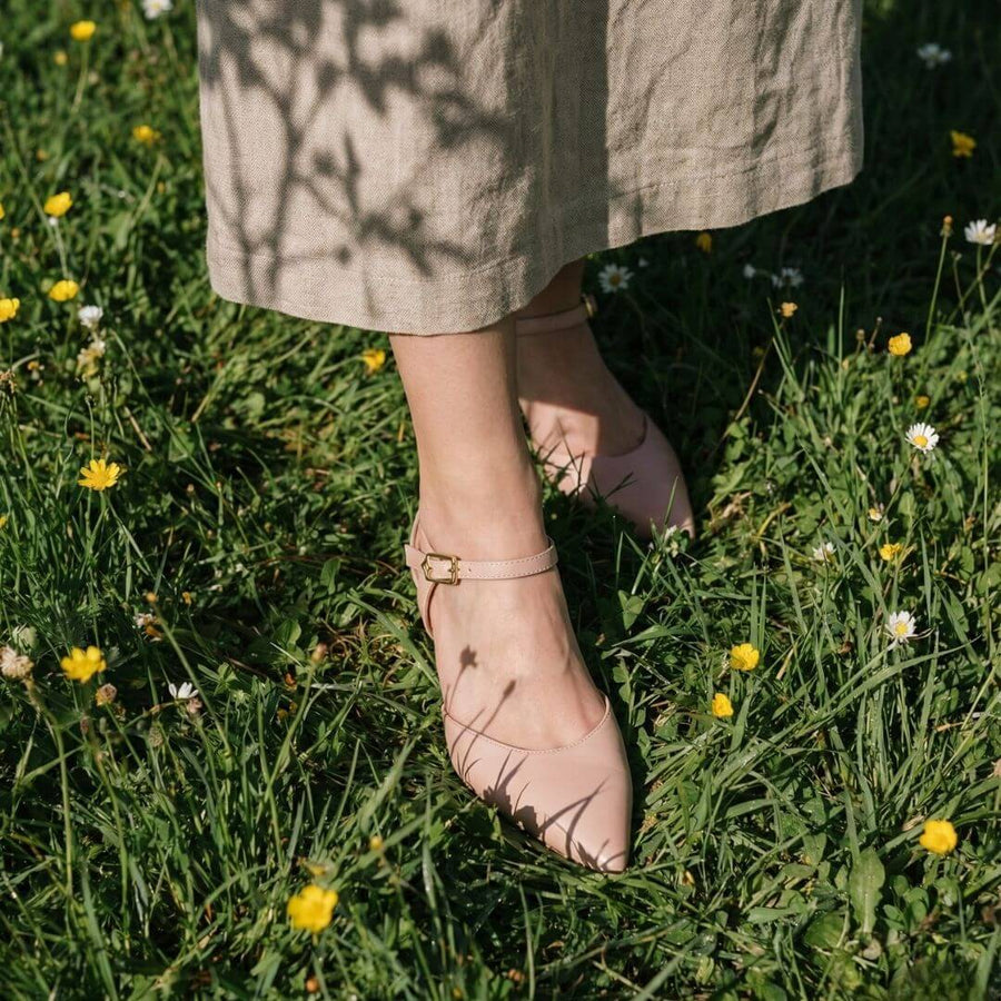 ILYANA 60 - Rosa Antiguo Regina Romero Zapato Zapatilla Tacon Bajo Para Dama en Piel