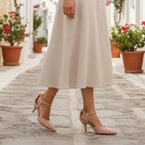 ILYANA 60 - Rosa Antiguo Regina Romero Zapato Zapatilla Tacon Bajo Para Dama en Piel