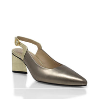 LARA 50 - Silk and Gold Regina Romero Low Heel Slipper Shoe for Women in Leather