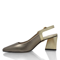 LARA 50 - Silk and Gold Regina Romero Low Heel Slipper Shoe for Women in Leather
