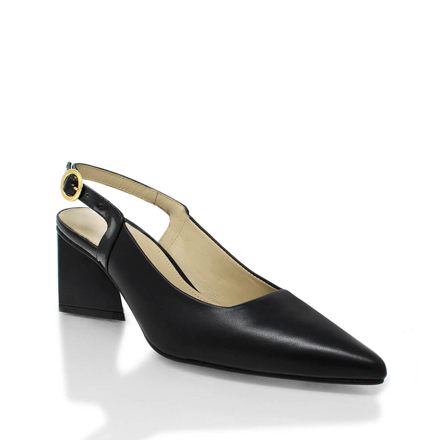 LARA 50 - Negro Regina Romero Zapato Zapatilla Tacon Bajo Para Dama en Piel