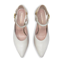 LEA 85 - Latte y Champagne Regina Romero Zapato Zapatilla Tacon Alto Para Dama en Piel