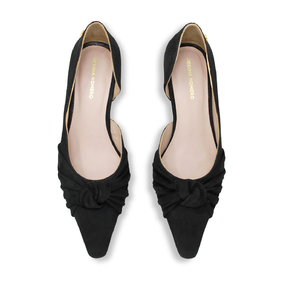 Zapatillas LYON 60 Regina Romero en gamuza color gamuza negro, tacón medio