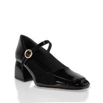 MATI 50 - Charol Negro Regina Romero Zapato Zapatilla Tacon Bajo Para Dama en Piel