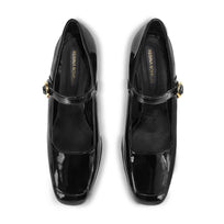 MATI 50 - Charol Negro Regina Romero Zapato Zapatilla Tacon Bajo Para Dama en Piel