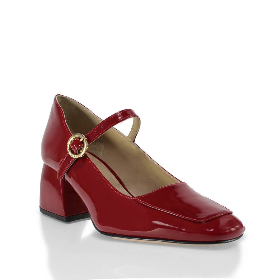 MATI 50 - Charol Cherry Regina Romero Zapato Zapatilla Tacon Bajo Para Dama en Piel