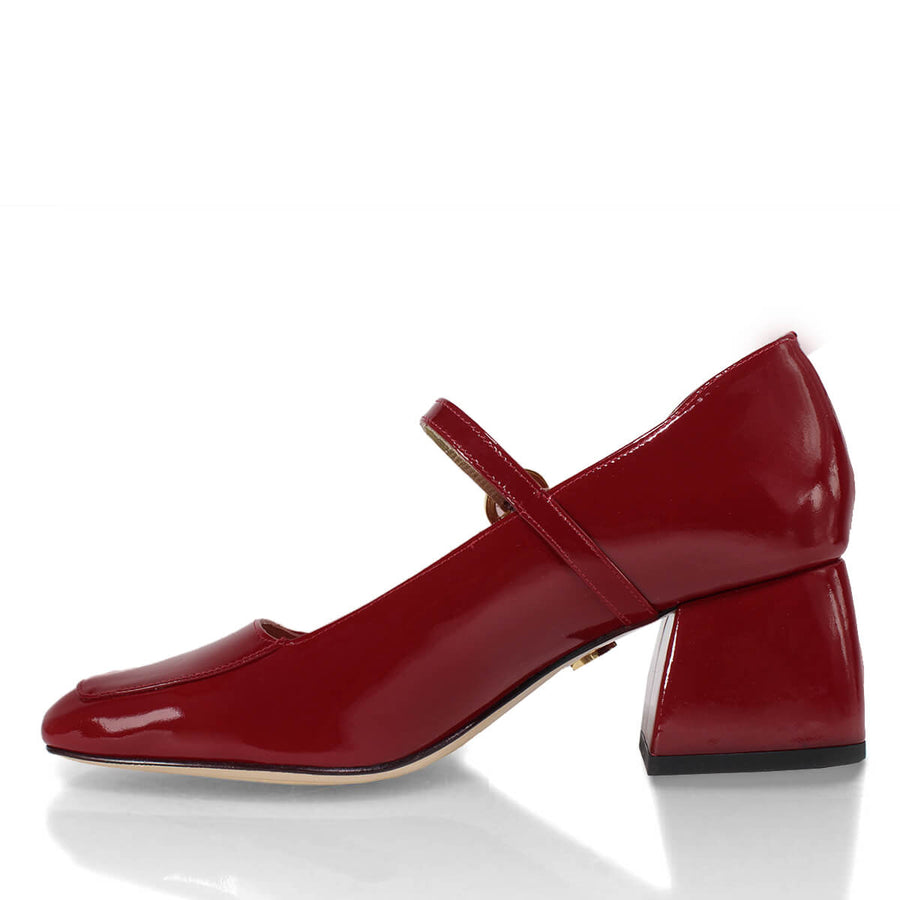 MATI 50 - Charol Cherry Regina Romero Zapato Zapatilla Tacon Bajo Para Dama en Piel