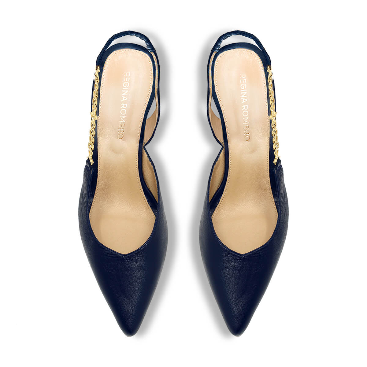 MEGAN 60 - Marino Regina Romero Zapato Sandalia Zapatilla Tacon Bajo Para Dama en Piel