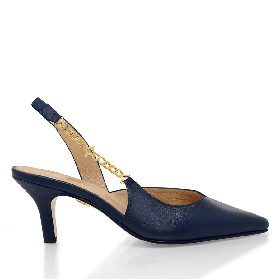 MEGAN 60 - Marino Regina Romero Zapato Sandalia Zapatilla Tacon Bajo Para Dama en Piel