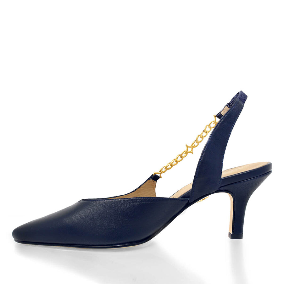 MEGAN 60 - Marino Regina Romero Zapato Sandalia Zapatilla Tacon Bajo Para Dama en Piel