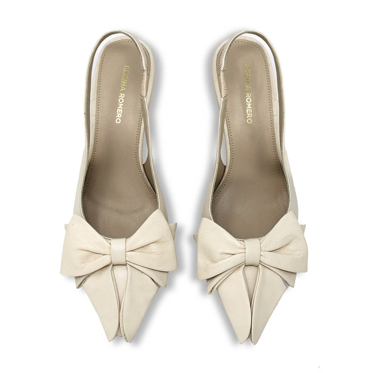 MIMI 50 - Latte Regina Romero Zapato Sandalia Zapatilla Tacon Bajo Para Dama en Piel