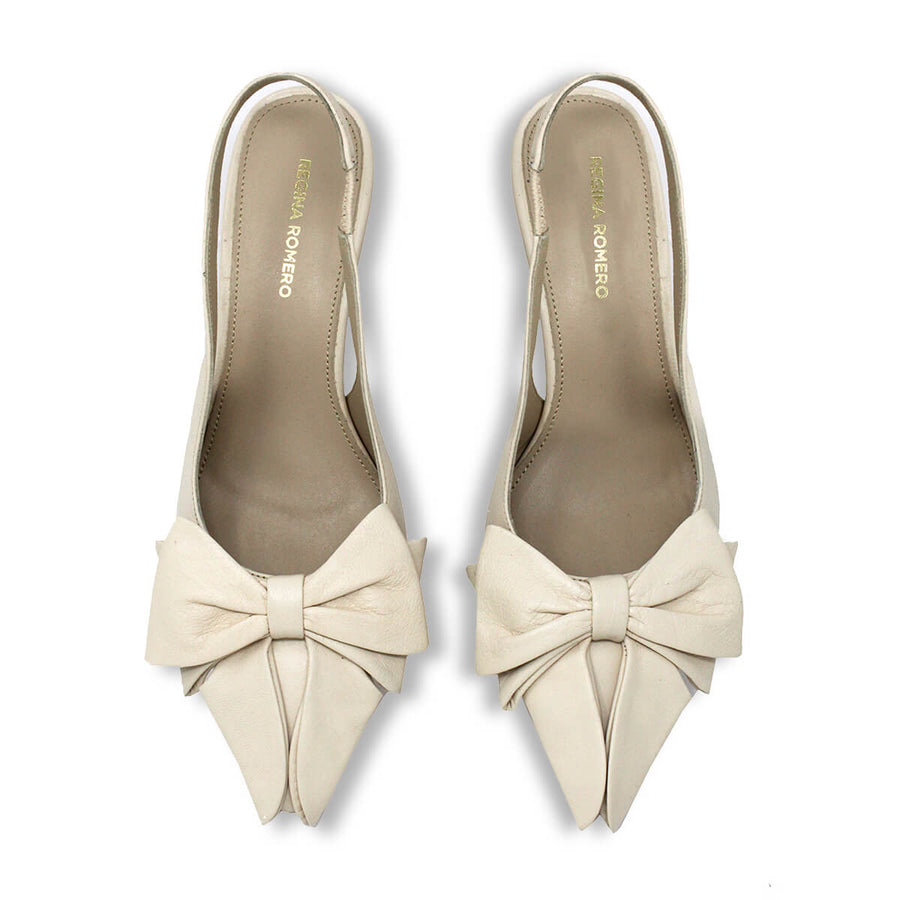 MIMI 50 - Latte Regina Romero Zapato Sandalia Zapatilla Tacon Bajo Para Dama en Piel