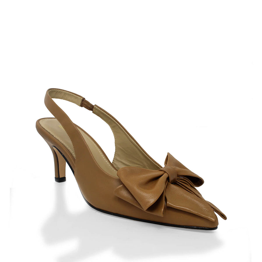 MIMI 50 - Camel Regina Romero Zapato Sandalia Zapatilla Tacon Bajo Para Dama en Piel