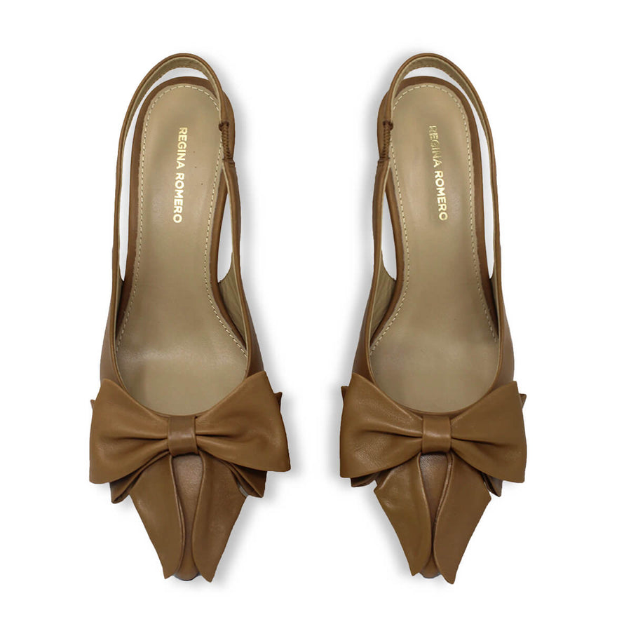 MIMI 50 - Camel Regina Romero Zapato Sandalia Zapatilla Tacon Bajo Para Dama en Piel