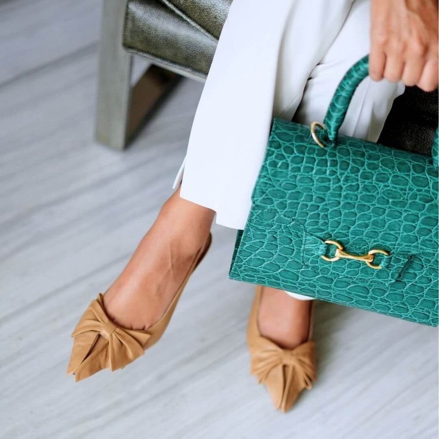 MIMI 50 - Camel Regina Romero Zapato Sandalia Zapatilla Tacon Bajo Para Dama en Piel