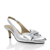 MIMI 50 - Silver Regina Romero Low Heel Sandal Shoe for Women in Leather