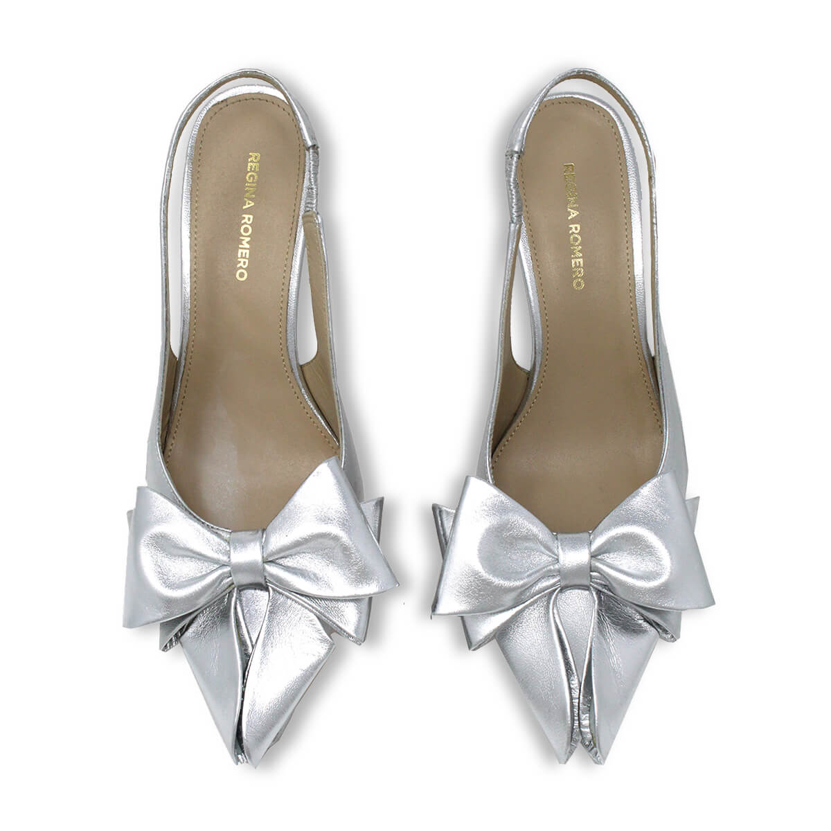 MIMI 50 - Silver Regina Romero Low Heel Sandal Shoe for Women in Leather