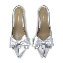MIMI 50 - Silver Regina Romero Low Heel Sandal Shoe for Women in Leather