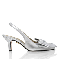 MIMI 50 - Silver Regina Romero Low Heel Sandal Shoe for Women in Leather