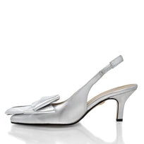 MIMI 50 - Silver Regina Romero Low Heel Sandal Shoe for Women in Leather