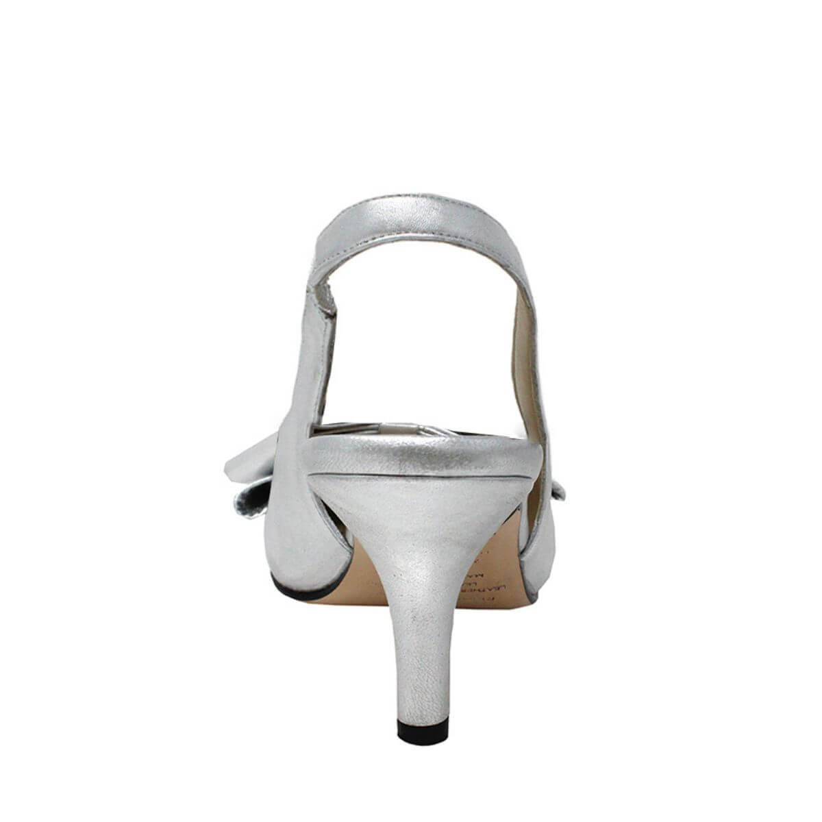 MIMI 50 - Silver Regina Romero Low Heel Sandal Shoe for Women in Leather