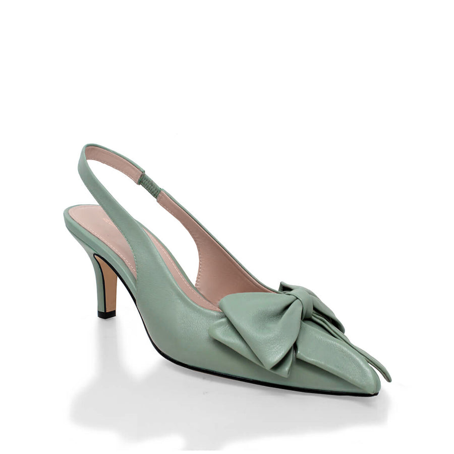 MIMI 50 - Verde Salvia Regina Romero  Zapato Zapatilla Tacon Bajo Para Dama en Piel