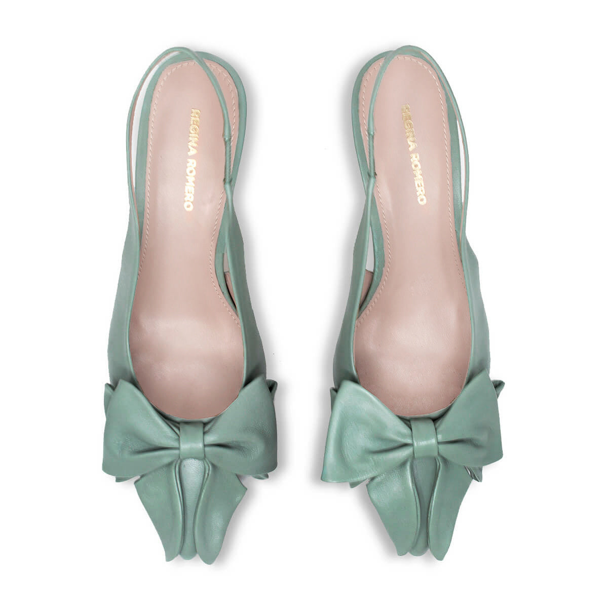 MIMI 50 - Verde Salvia Regina Romero  Zapato Zapatilla Tacon Bajo Para Dama en Piel