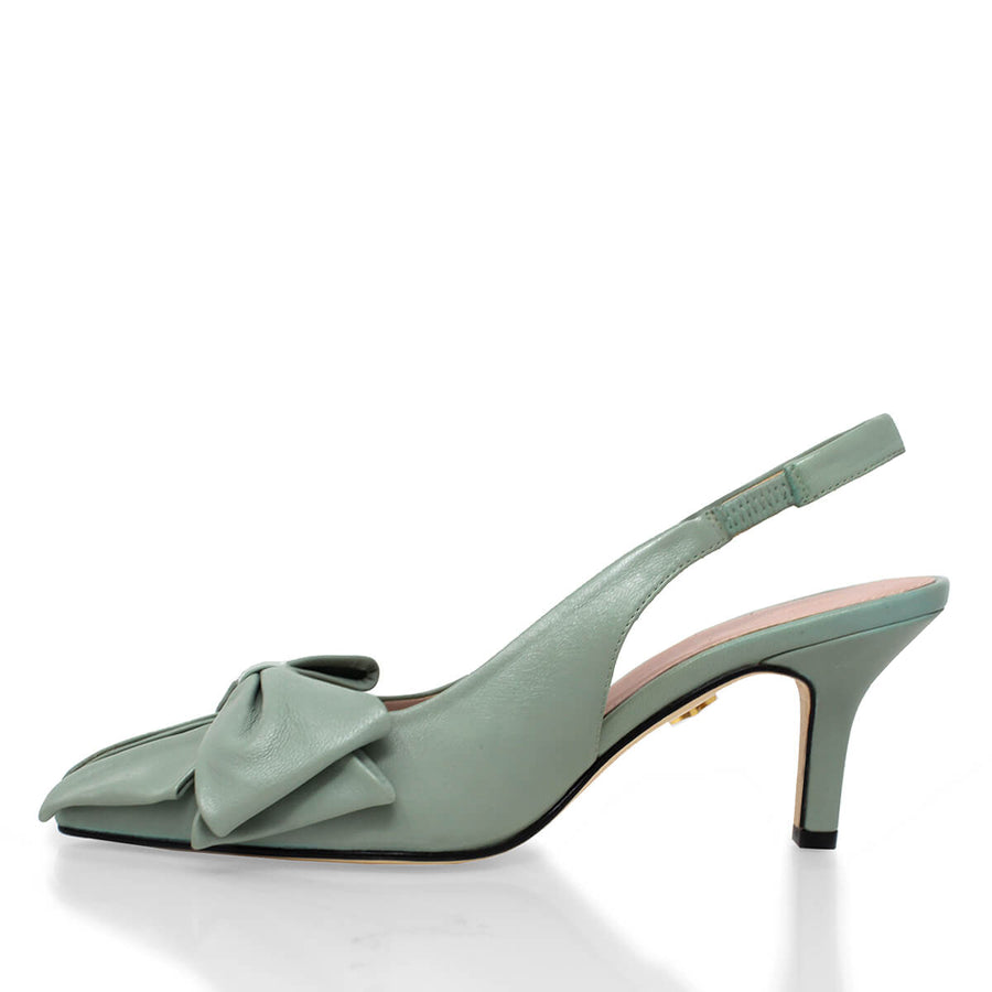 MIMI 50 - Verde Salvia Regina Romero  Zapato Zapatilla Tacon Bajo Para Dama en Piel